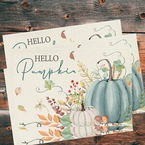 Pumpkin Placemats Set 4 Fall Table Decor Thanksgiving Halloween Decorations Gift